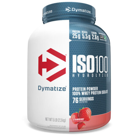 Dymatize Nutrition, ISO100, Hidrolisado, Isolado Proteico de Soro de Leite 100%, Morango, 2,3 kg (5 lbs)