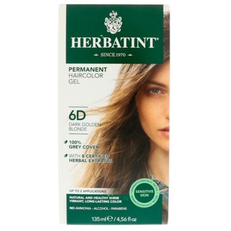 Herbatint, Tintura Permanente em Gel, 6D, Louro Dourado Escuro, 135 ml