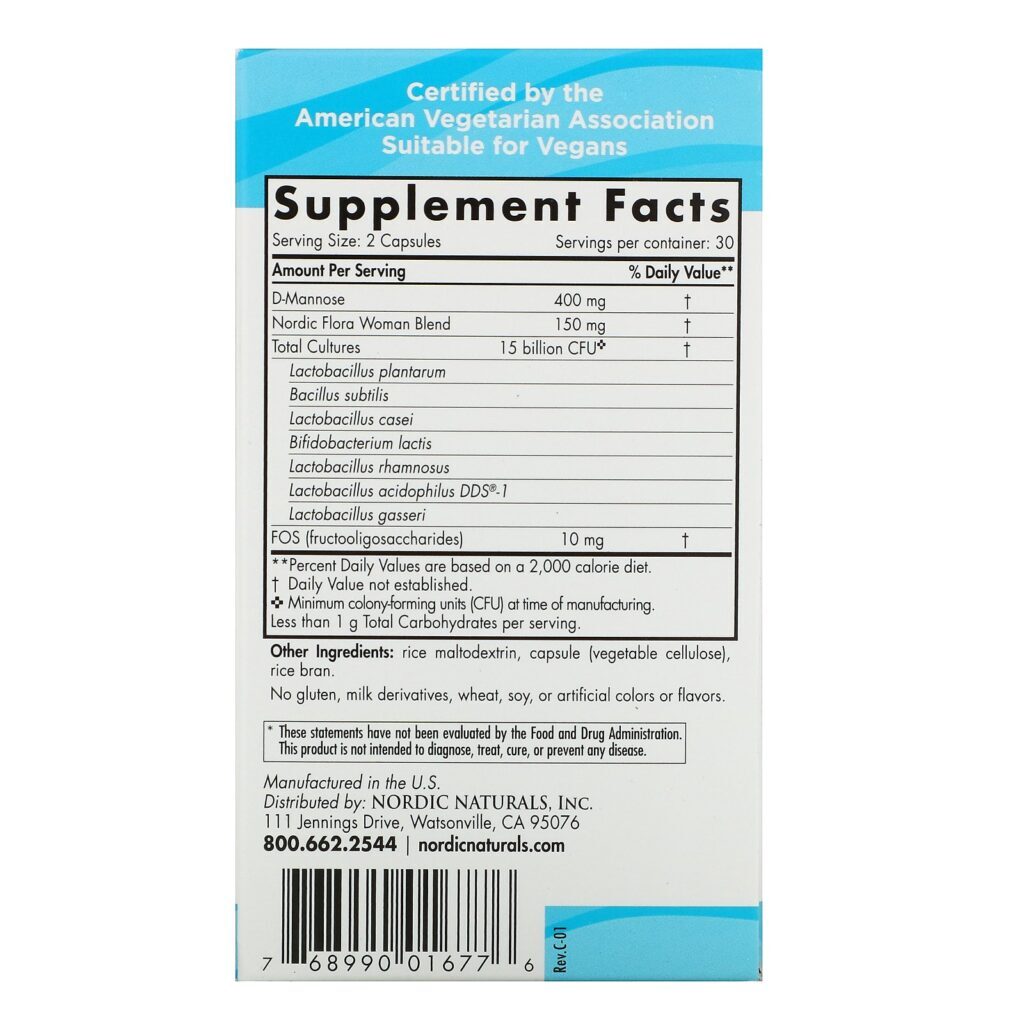 Nordic Naturals, Nordic Flora Probiotic, Woman, 15 Billion CFU, 60 Capsules - Imagem 2