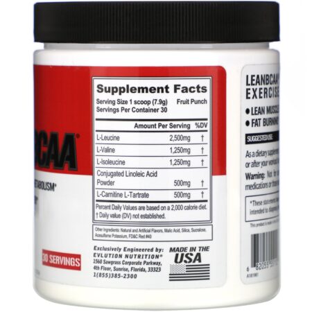 EVLution Nutrition, LeanBCAA, Fruit Punch, 8.36 oz (237 g) - Image 2