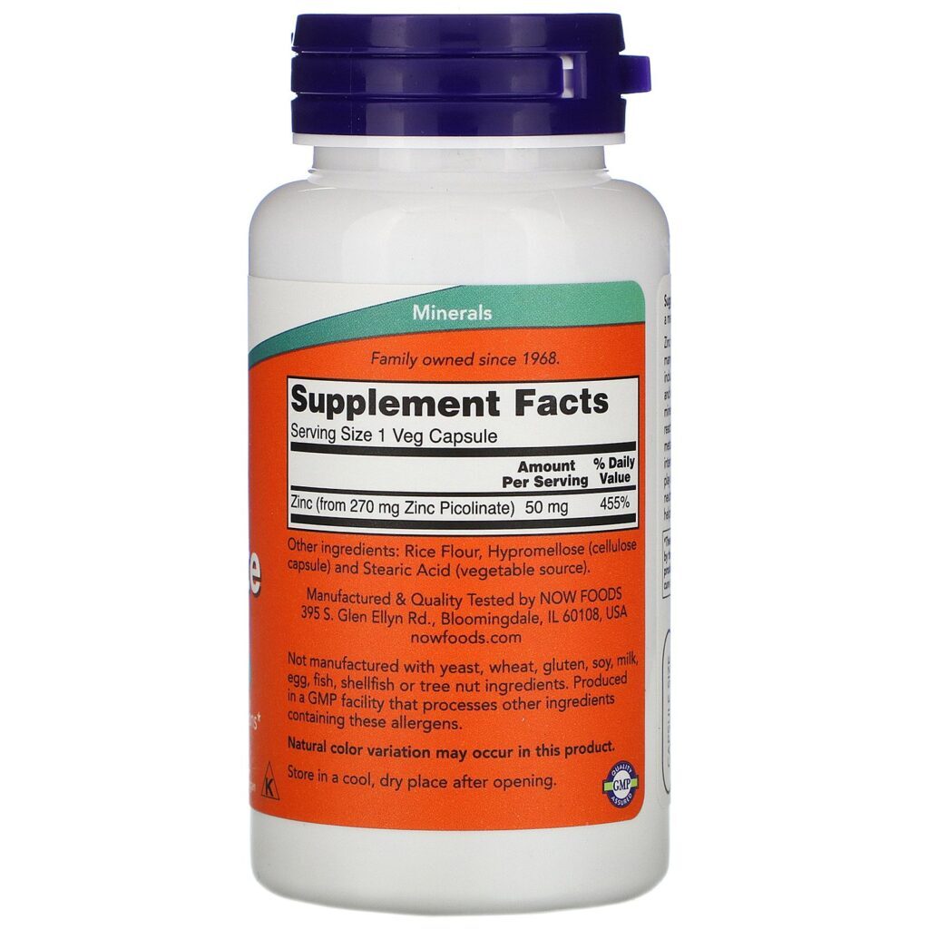Now Foods, Picolinato de Zinco, 50 mg, 120 Cápsulas Vegetais - Imagem 2
