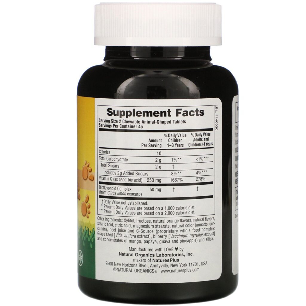 Nature's Plus, Source of Life, Animal Parade, Vitamin C, Natural Orange Juice Flavor, 90 Animal-Shaped Tablets - Imagem 2
