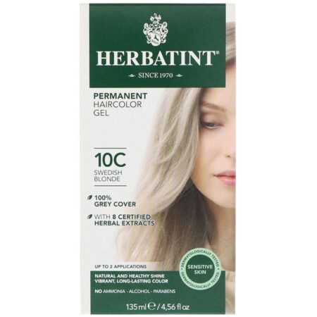 Herbatint, Tintura Permanente para Cabelo em Gel, 10C Loiro Sueco, 135 ml