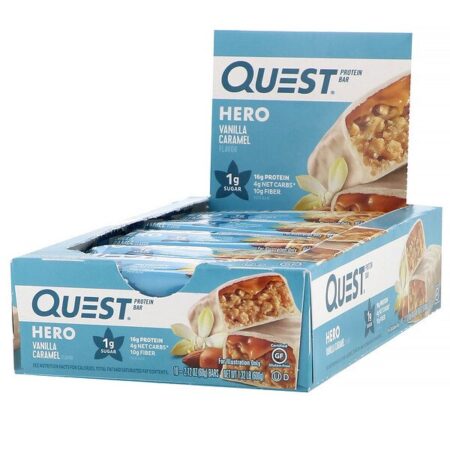 Quest Nutrition, Hero Barra de Proteínas, Caramelo e Baunilha, 10 Barras, 60 g (2,12 oz) Cada