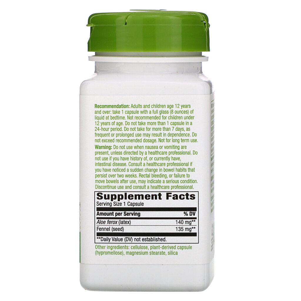 Nature's Way, Aloe Latex with Fennel, 140 mg, 100 Vegan Capsules - Imagem 2