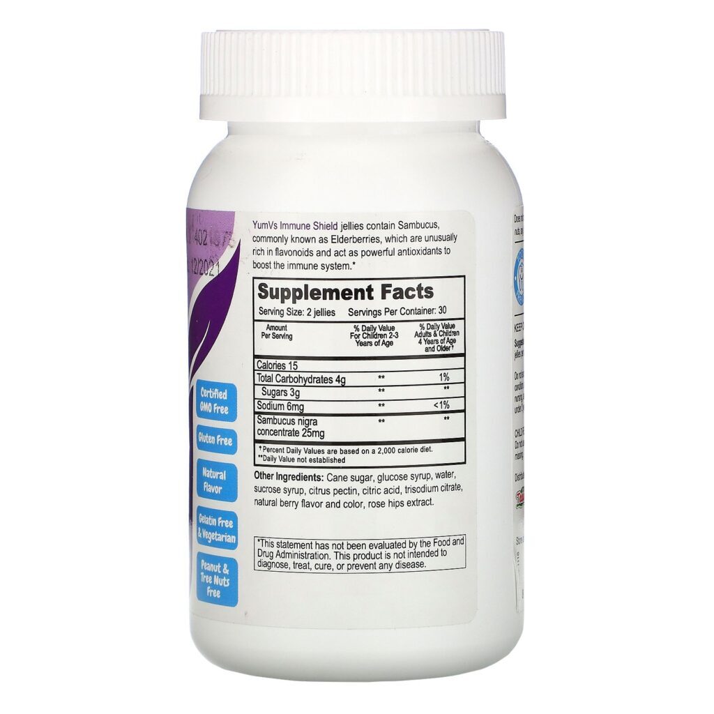 YumV's, Immune Shield with Sambucus, Delicious Berry Flavor, 60 Jelly Bears - Imagem 2