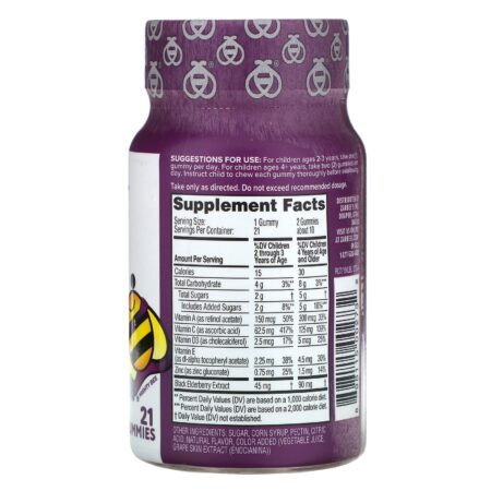 Zarbee's, Children's Mighty Bee, Elderberry Immune Support, Natural Berry Flavor, 21 Gummies - Image 2