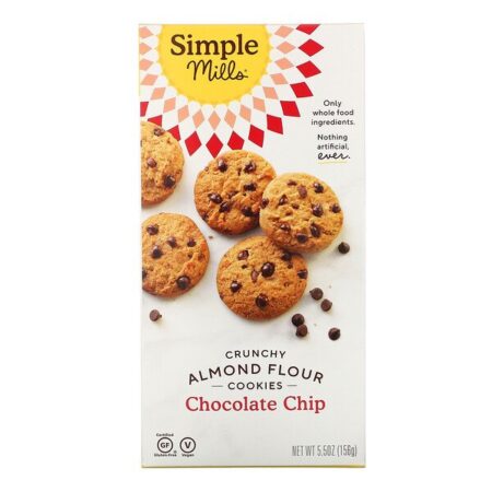 Simple Mills, Cookies Crocantes de Farinha de Amêndoa, Gotas de Chocolate, 156 g (5,5 oz)