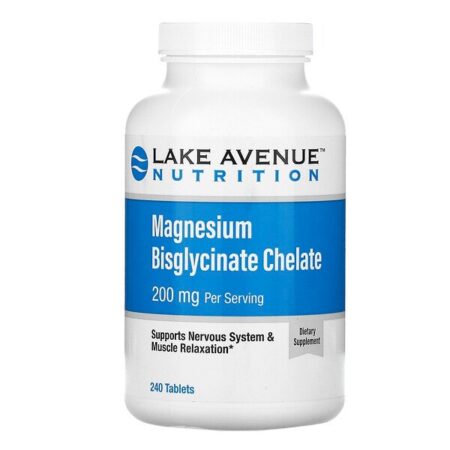 Lake Avenue Nutrition, Bisglicinato de Magnésio, 200 mg por Dose, 240 Comprimidos