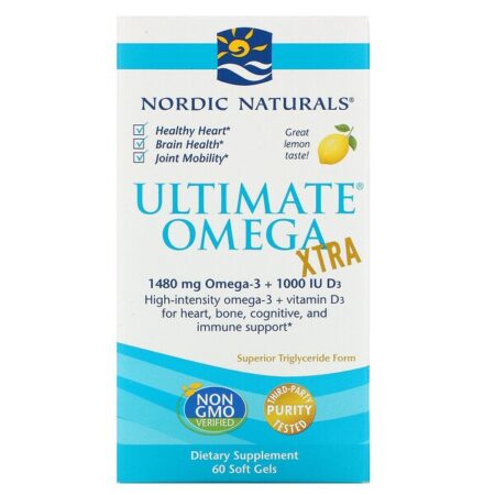 Nordic Naturals, Ultimate Omega Xtra, Limão, 1.000 mg, 60 Gels Macios