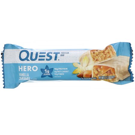 Quest Nutrition, Hero Barra de Proteínas, Caramelo e Baunilha, 10 Barras, 60 g (2,12 oz) Cada - Image 4