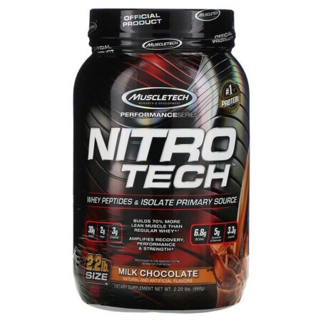 Muscletech, Nitro Tech, whey isolado + desenvolvedor de músculo magro, achocolatado, 2 lbs (907 g)