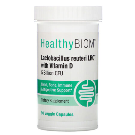HealthyBiom, Lactobacillus Reuteri LRC com Vitamina D, 5 Bilhões de UFCs, 90 Cápsulas Vegetais — foto 1 HealthyBiom, Lactobacillus Reuteri LRC com Vitamina D, 5 Bilhões de UFCs, 90 Cápsulas Vegetais — foto 1