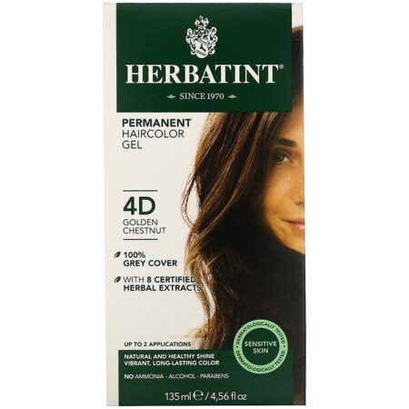 Herbatint, Permanent Haircolor Gel, 4D, Golden Chestnut, 4.56 fl oz (135 ml)