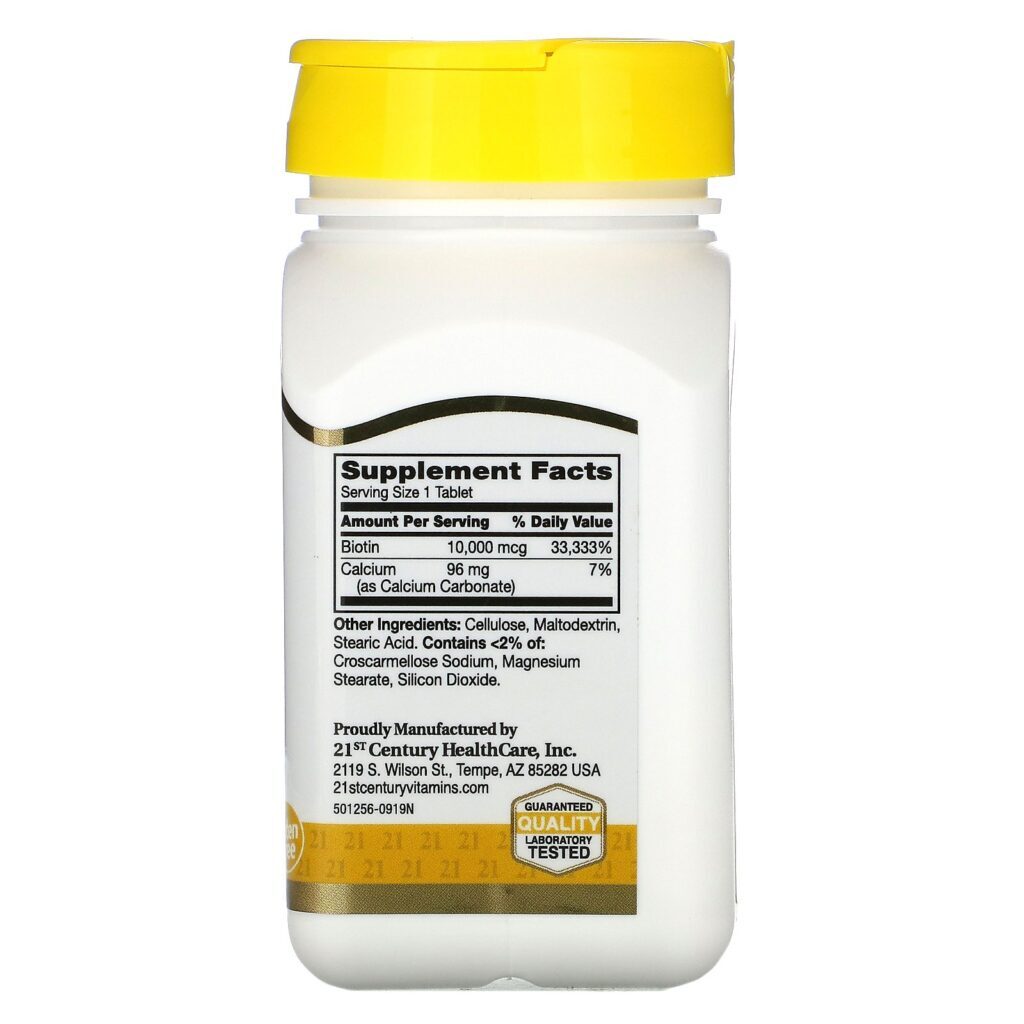 21st Century, Biotina, 10.000 mcg, 120 Comprimidos - Imagem 2