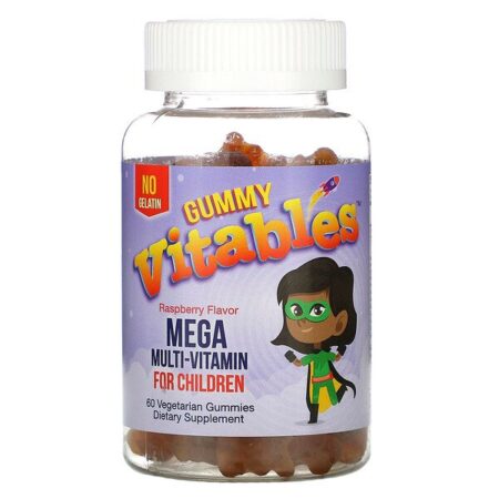 Vitables, Goma Mega Multivitamínica Infantil, Sem Gelatina, Sabor Framboesa, 60 Gomas Vegetarianas