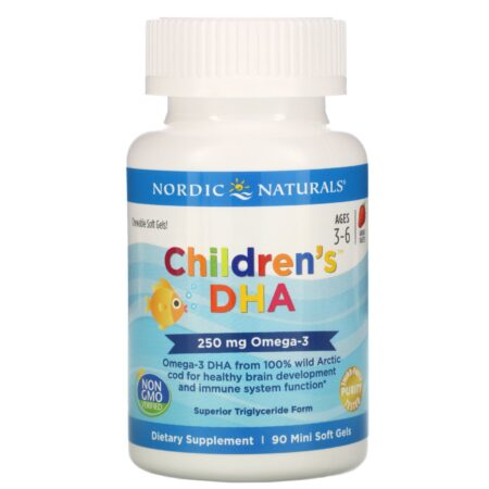 Nordic Naturals, Children's DHA, Ages 3-6, Strawberry, 250 mg, 90 Mini Soft Gels - Image 3