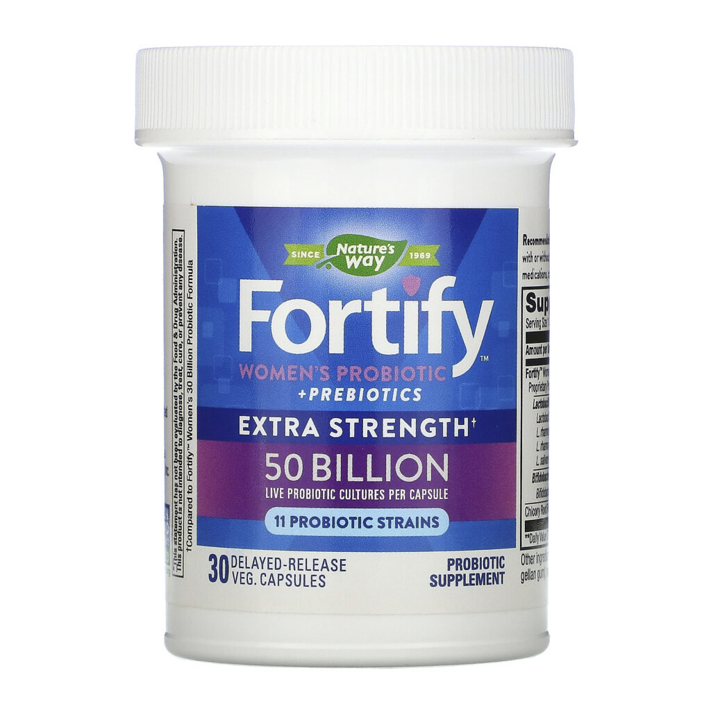 Nature's Way, Fortify Women's Probiotic + Prebiotics, Extra Strength, 50 Billion, 30 Delayed-Release Veg. Capsules - Imagem 3