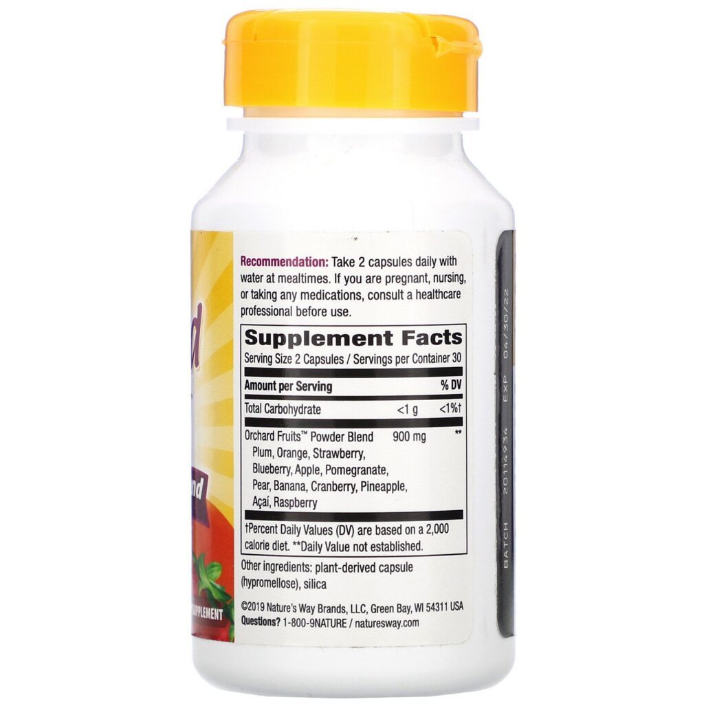 Nature's Way, Orchard Fruits, Fruit Powder Blend, 900 mg, 60 Vegetarian Capsules - Imagem 2