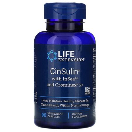 Life Extension, CinSulin com InSea2 e Crominex 3+, 90 Cápsulas Vegetais