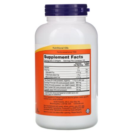 Now Foods, Ômega 3-6-9, 1.000 mg, 250 Cápsulas Softgel - Image 2