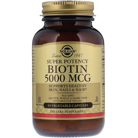 Solgar, Biotina, 5000 mcg, 50 Cápsulas Vegetais