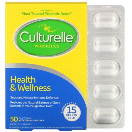 Culturelle, Probiotics, Health & Wellness, 15 Billion CFUs, 50 Once Daily Vegetarian Capsules