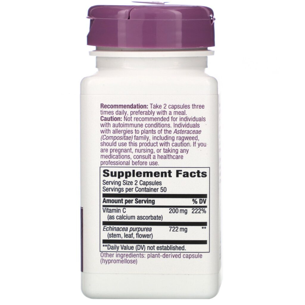 Nature's Way, Echinacea & Vitamin C, 922 mg, 100 Vegan Capsules - Imagem 2