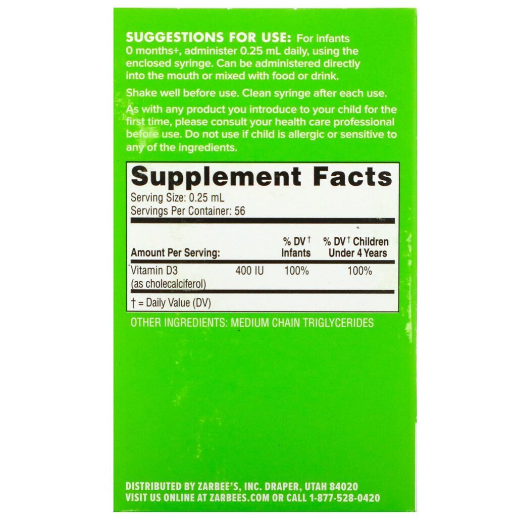 Zarbee's, Naturals, Baby, Vitamina D, 14 ml - Imagem 2