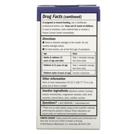 Nature's Way, Sambucus Cuidado de Gripe, Alívio da Gripe com Multi-Sintomas, Pastilhas de Sabugueiro, 30 Tabletes Mastigáveis - Imagem 3