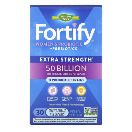 Nature's Way, Fortify Women's Probiotic + Prebiotics, Extra Strength, 50 Billion, 30 Delayed-Release Veg. Capsules