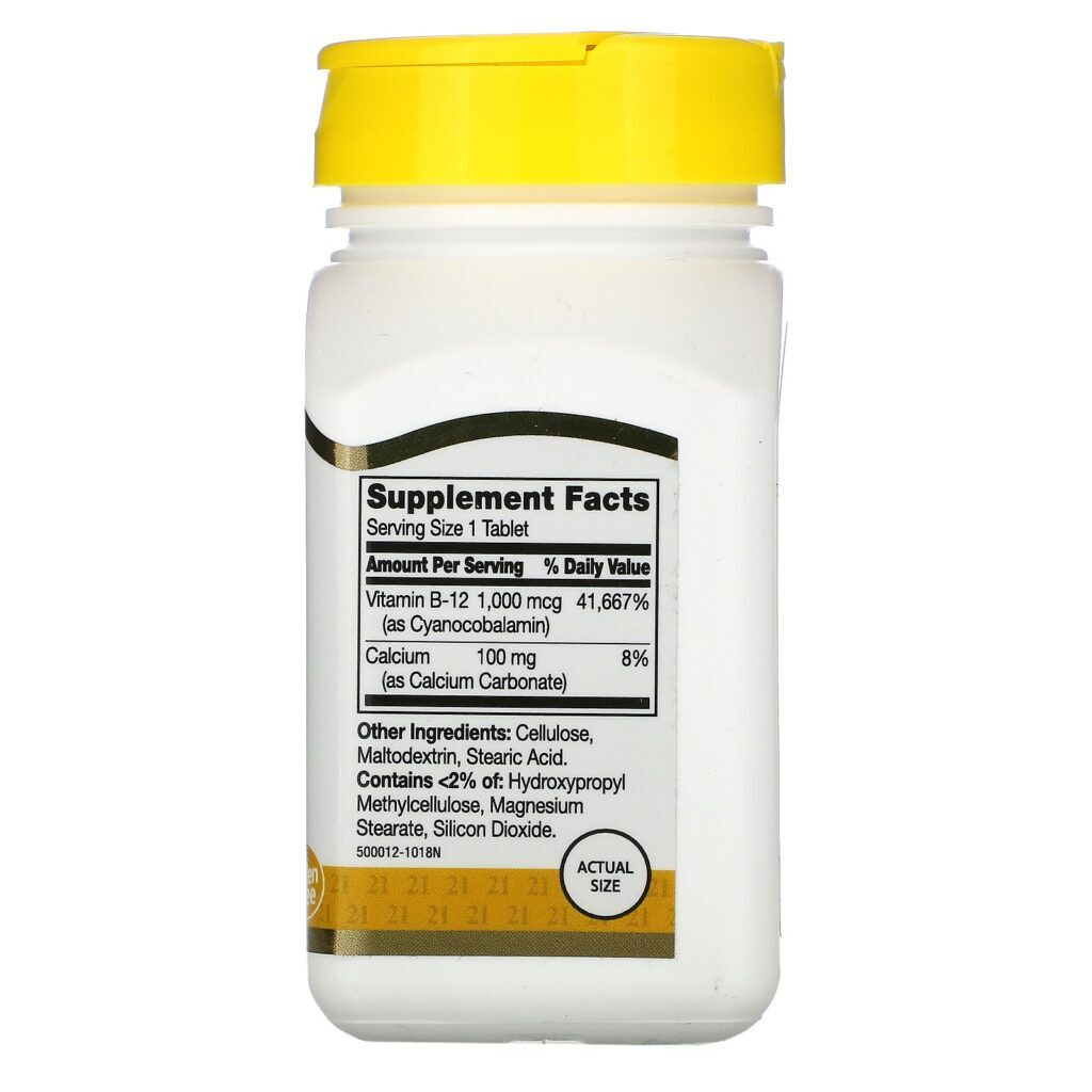 21st Century, B-12, Liberação Prolongada, 1.000 mcg, 110 Comprimidos - Imagem 2