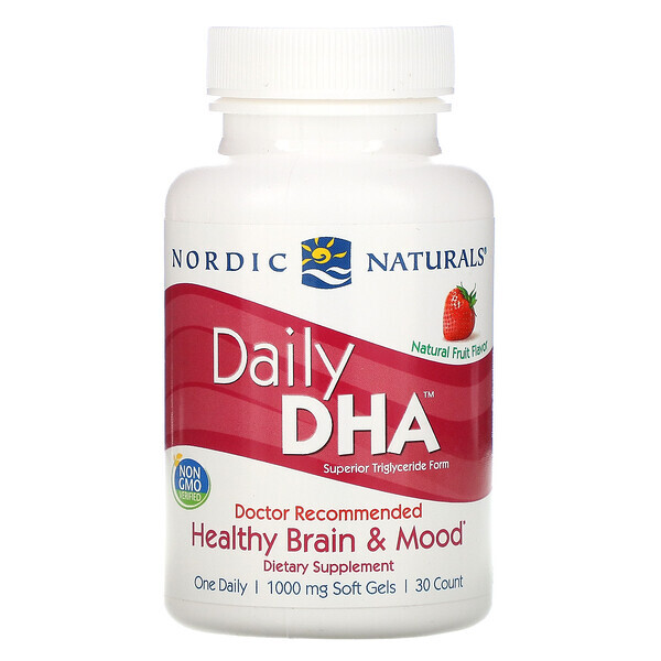 Nordic Naturals, DHA Diário, Morango, 1000 mg, 30 Cápsulas Gelatinosas