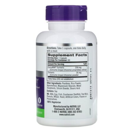Natrol, Cúrcuma de Força Extra, Avançada, 60 Cápsulas - Imagem 2