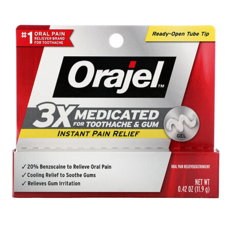 Orajel, Instant Pain Relief Gel, 3X Medicated For Toothache & Gum, 0.42 oz (11.9 g)