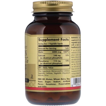 Solgar, Biotina, 5000 mcg, 50 Cápsulas Vegetais - Image 2