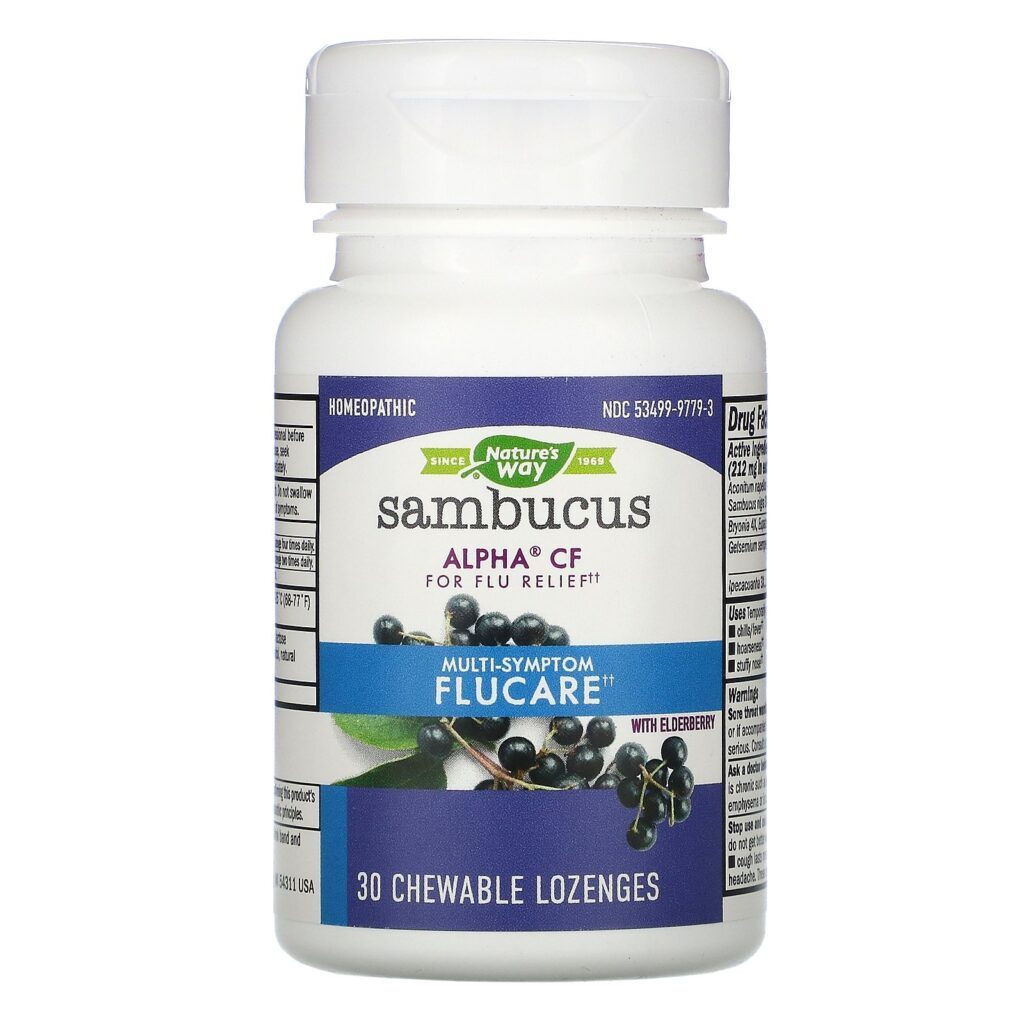 Nature's Way, Sambucus Cuidado de Gripe, Alívio da Gripe com Multi-Sintomas, Pastilhas de Sabugueiro, 30 Tabletes Mastigáveis - Imagem 4