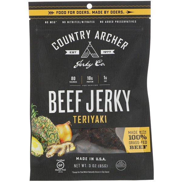 Country Archer Jerky, Beef Jerky, Teriyaki, 3 oz (85 g)