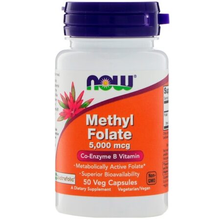 Now Foods, Metil Folato, 5,000 mcg, 50 Cápsulas Vegetais