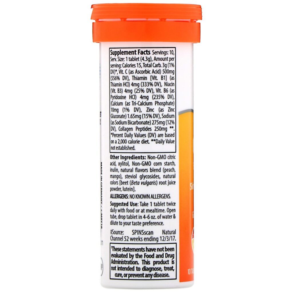 Trace Minerals Research, Comprimidos Efervescentes de Colágeno, Sabor Pêssego Manga, 10 Comprimidos, 43 g (1,52 oz) - Imagem 2