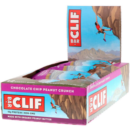 Clif Bar, Barra de Energia, Crocante de Amendoim com Gotas de Chocolate, 12 Barras, 68 g cada