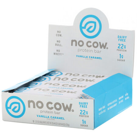 No Cow, Barra de Proteína, Caramelo de Baunilha, 12 Barras, 60 g (2,12 oz) Cada