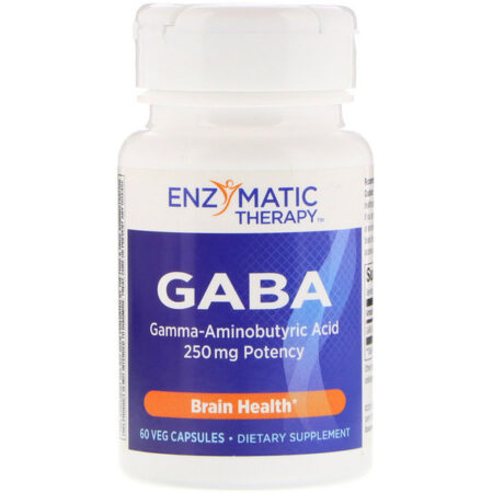 Enzymatic Therapy, GABA, 60 Cápsulas Vegetais