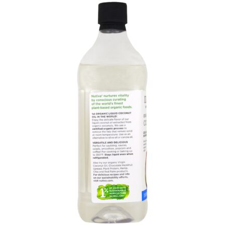 Nutiva, Óleo de Coco Líquido Orgânico, Clássico, 946 ml (32 fl oz) - Image 3