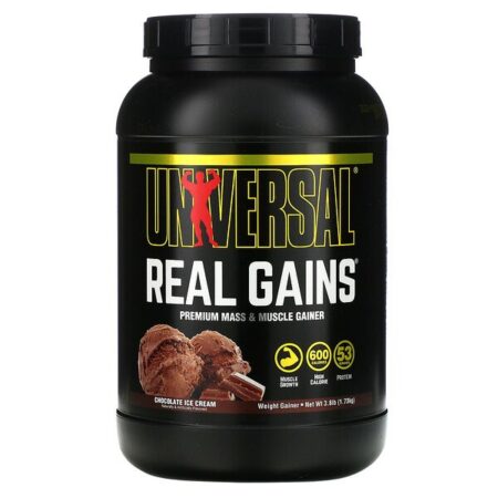 Universal Nutrition, Crescimento real, ganho de massa, sorvete de chocolate, 3,8 lb. (1,73 kg)