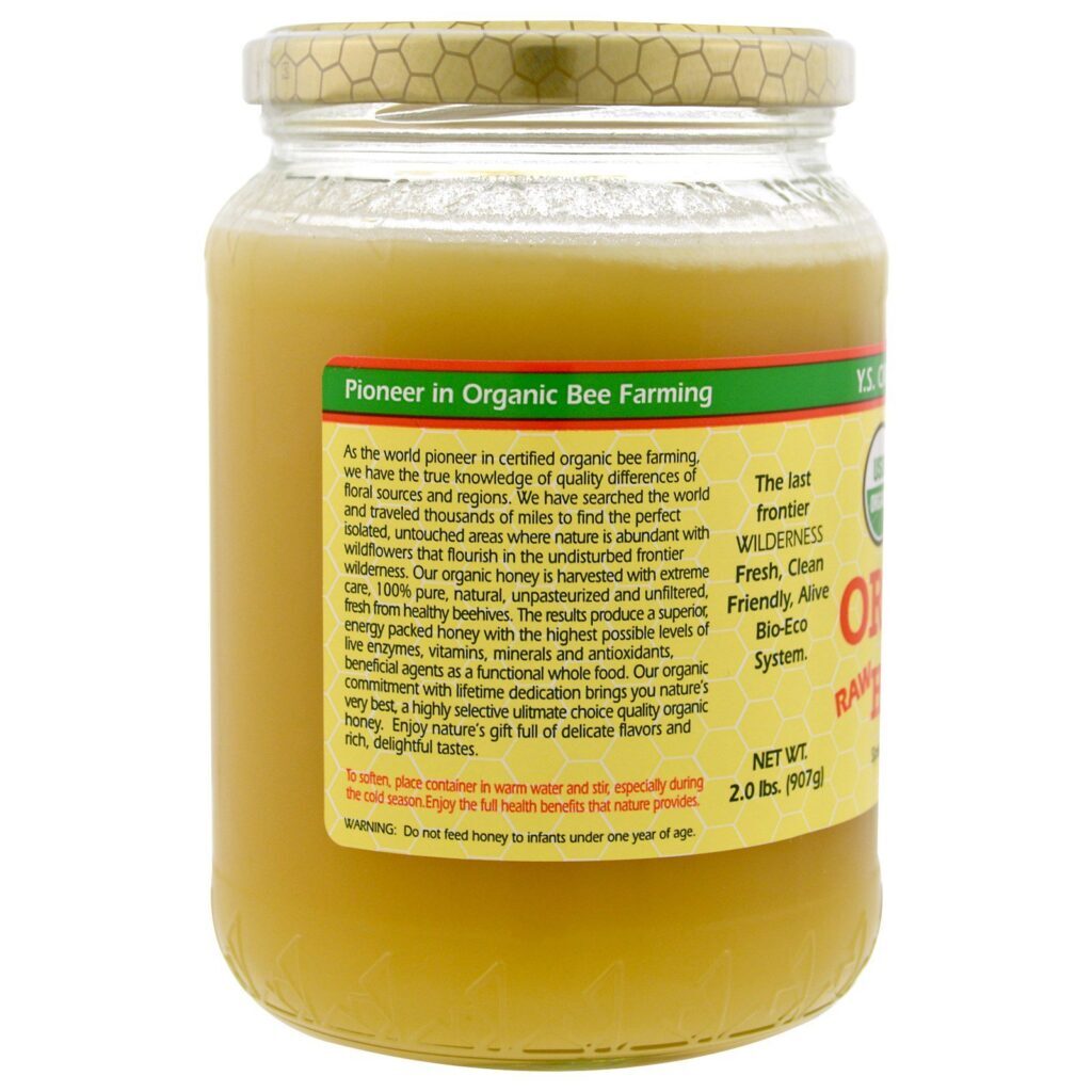 Y.S. Eco Bee Farms, Mel cru orgânico certificado 100%, 2,0 lbs (907 g) - Imagem 3