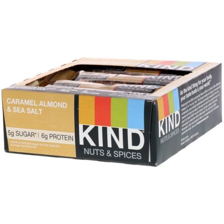 KIND Bars, Nozes e Especiarias, Caramelo, Amêndoa e Sal Marinho, 12 Barras, 1,4 oz (40 g) Cada