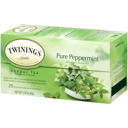 Twinings, Herbal Tea, Pure Peppermint, Sem Cafeína, 25 Saquinhos de Chá, 50 g (1,76 oz)