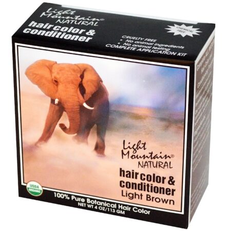 Light Mountain, Cor natural de cabelo e condicionador, castanha clara, 4 oz (113 g)