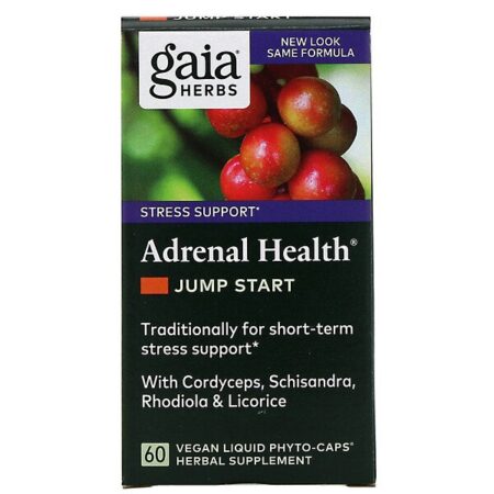 Gaia Herbs, Adrenal Health, Jump Start, 60 Fitocápsulas Líquidas Veganas